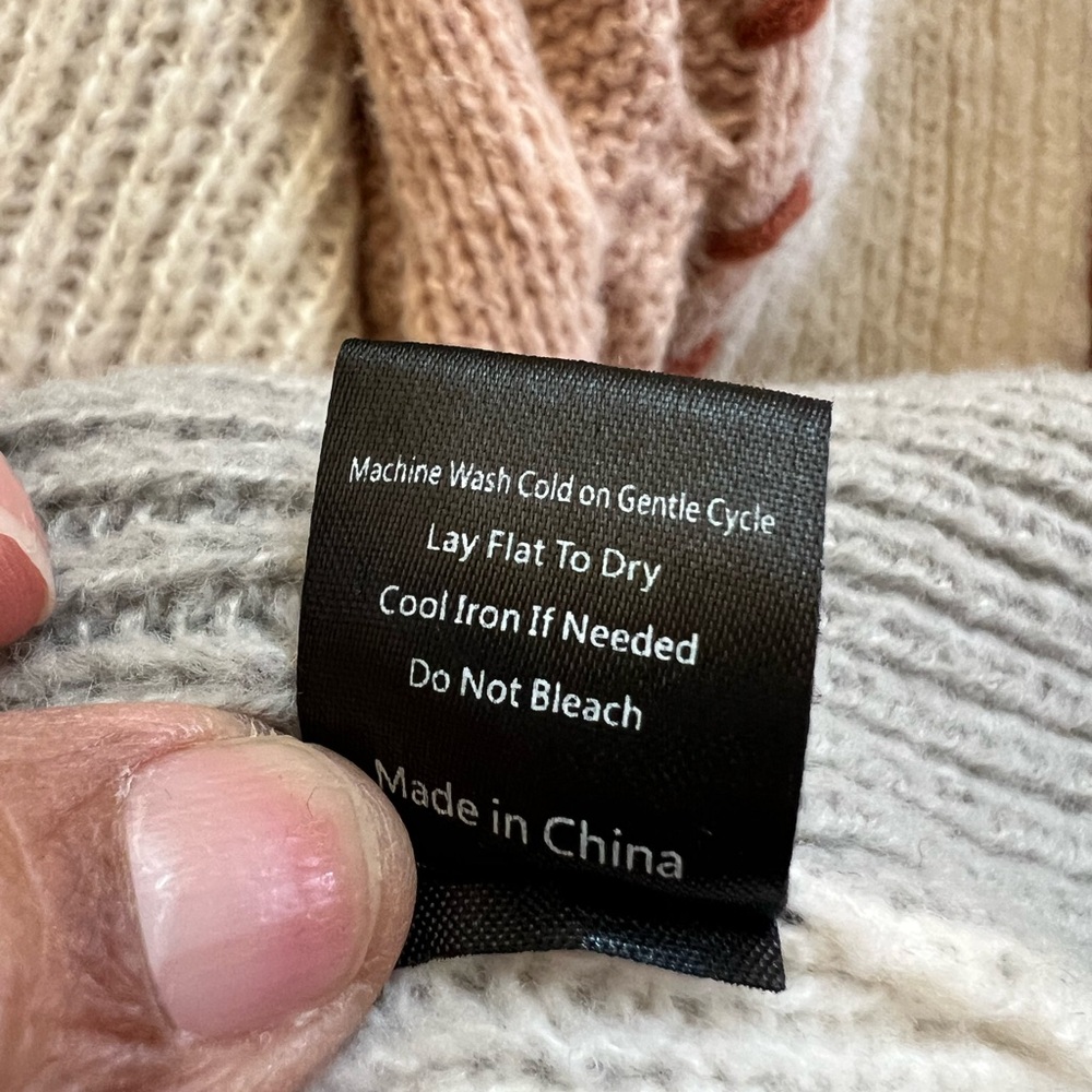 POL Patchwork Cable Knit Oversized Cardigan Boho … - image 5